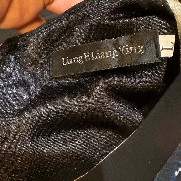 LIANG E LIANG YING Size L Ivory Blue Silky Blue Abstract Print Dress R $95 - Picture 8 of 12